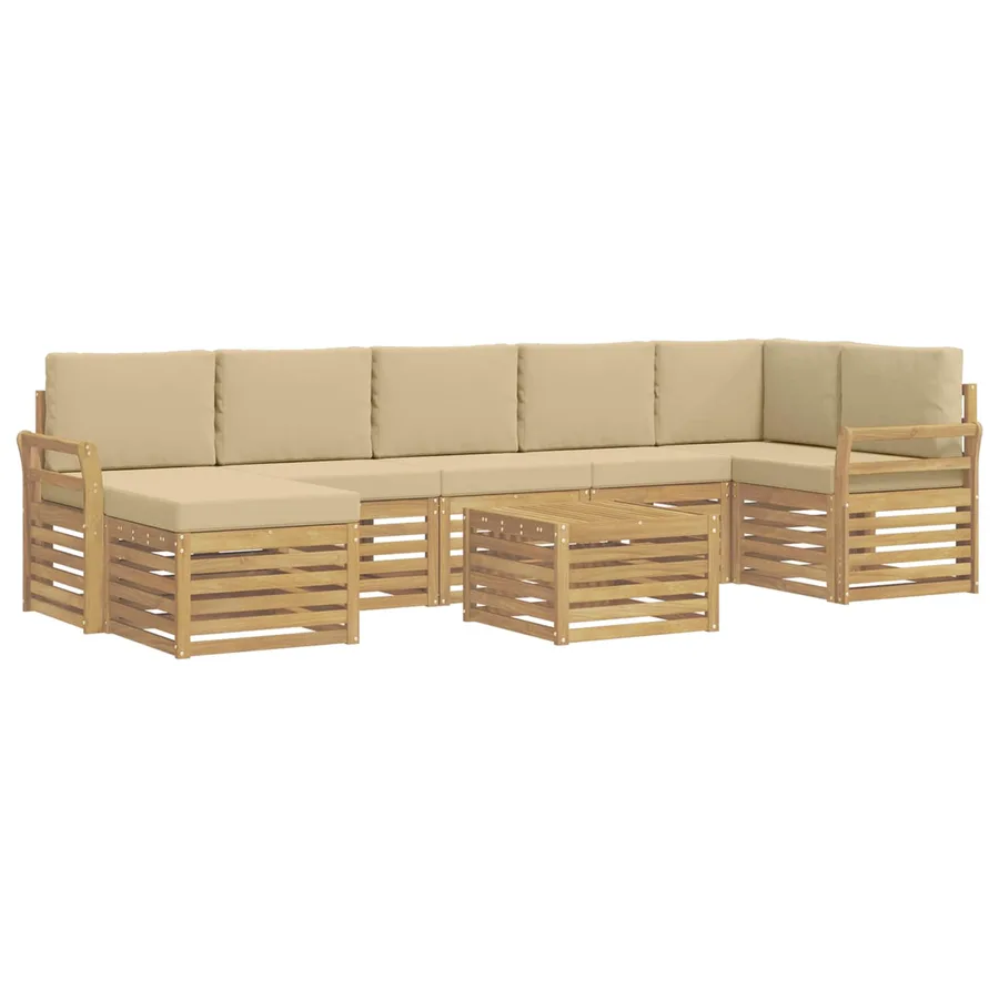 Ensemble de canapés d'extérieur 8 pcs Blanc et Beige - 2