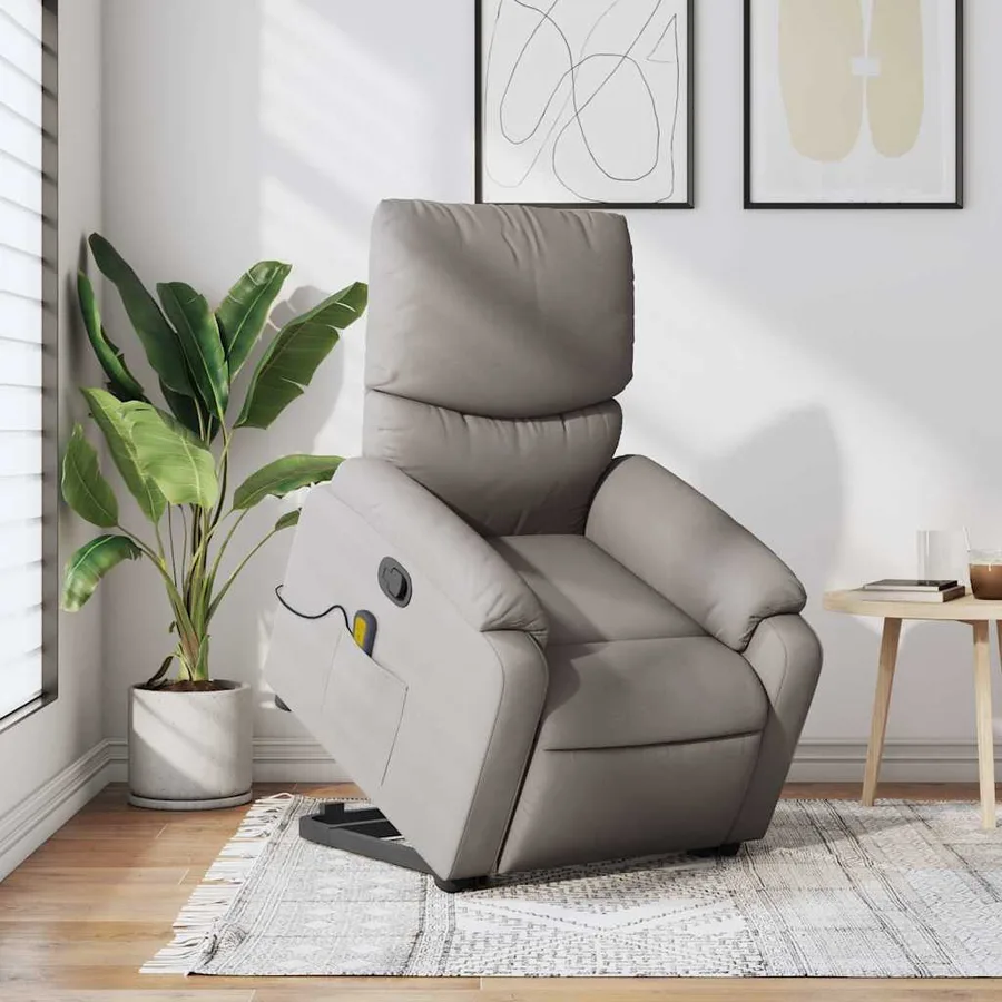 Fauteuil inclinable de massage Taupe Tissu - 16