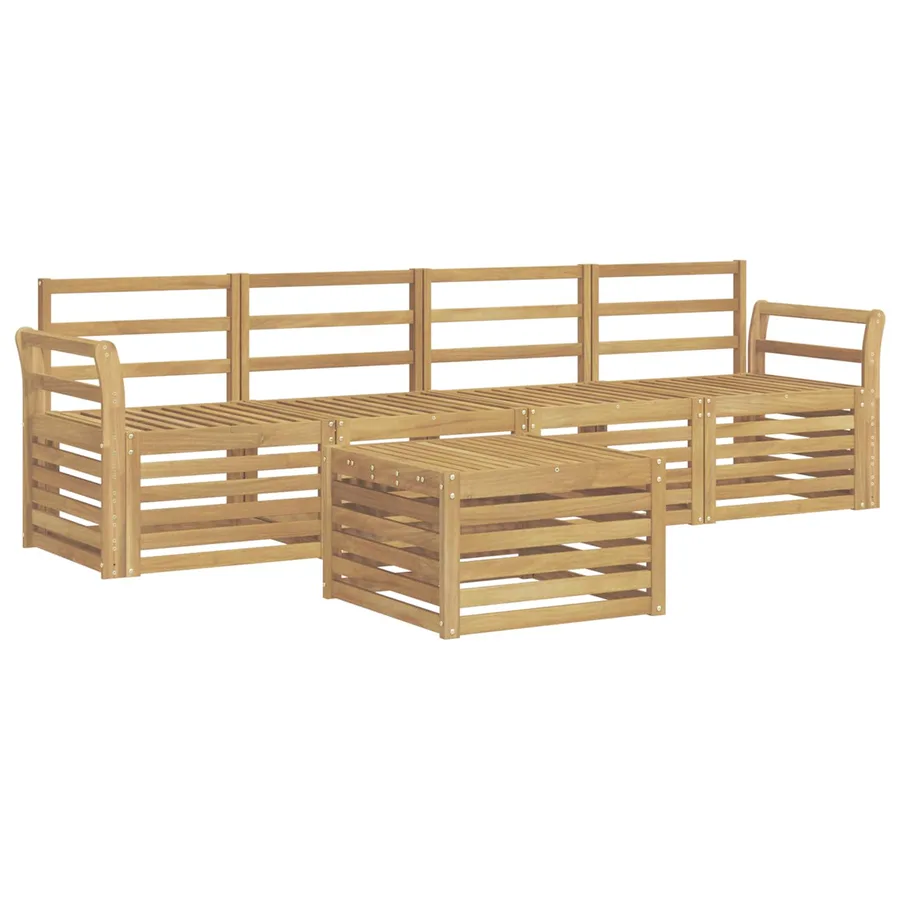 Ensemble de canapés d'extérieur 5 pcs Blanc - 2