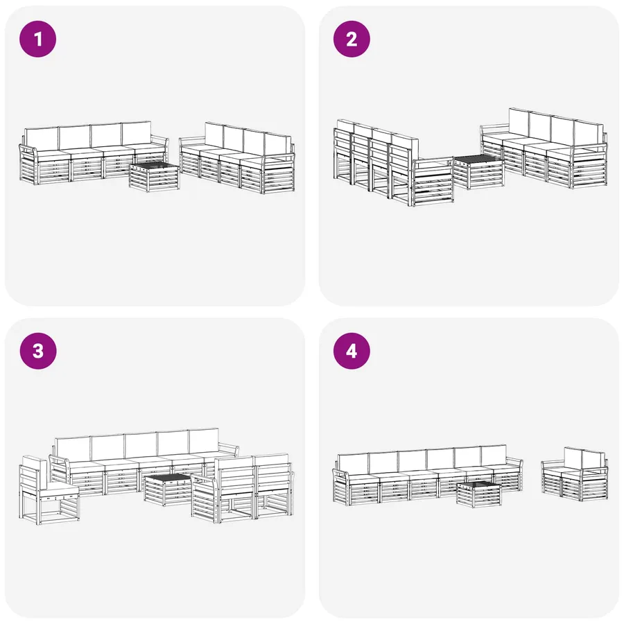 Ensembles de canapés 9 pcs Blanc et crème 59 x 59 x 37 cm - 6
