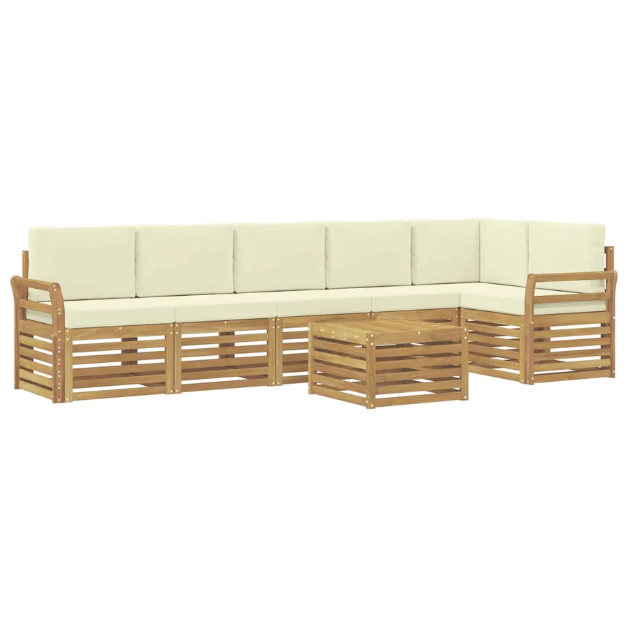 Ensemble de canapés d'extérieur 7 pcs Blanc et crème - 2