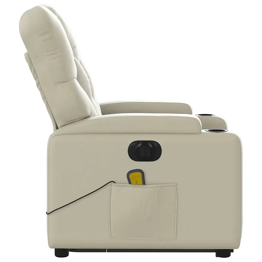 Fauteuil inclinable de massage électrique crème similicuir - 10