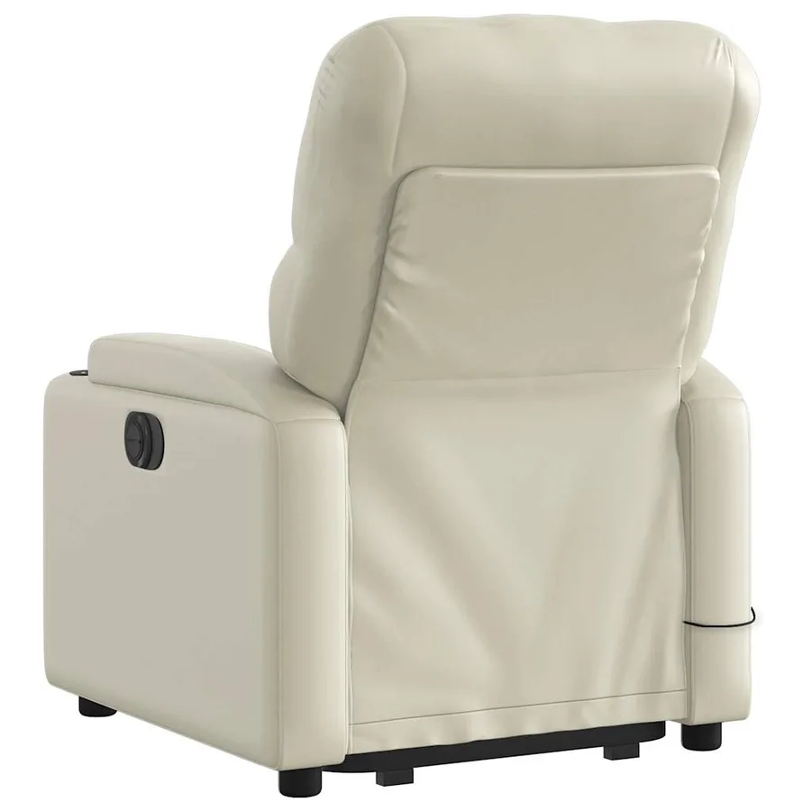 Fauteuil inclinable de massage électrique crème similicuir - 5