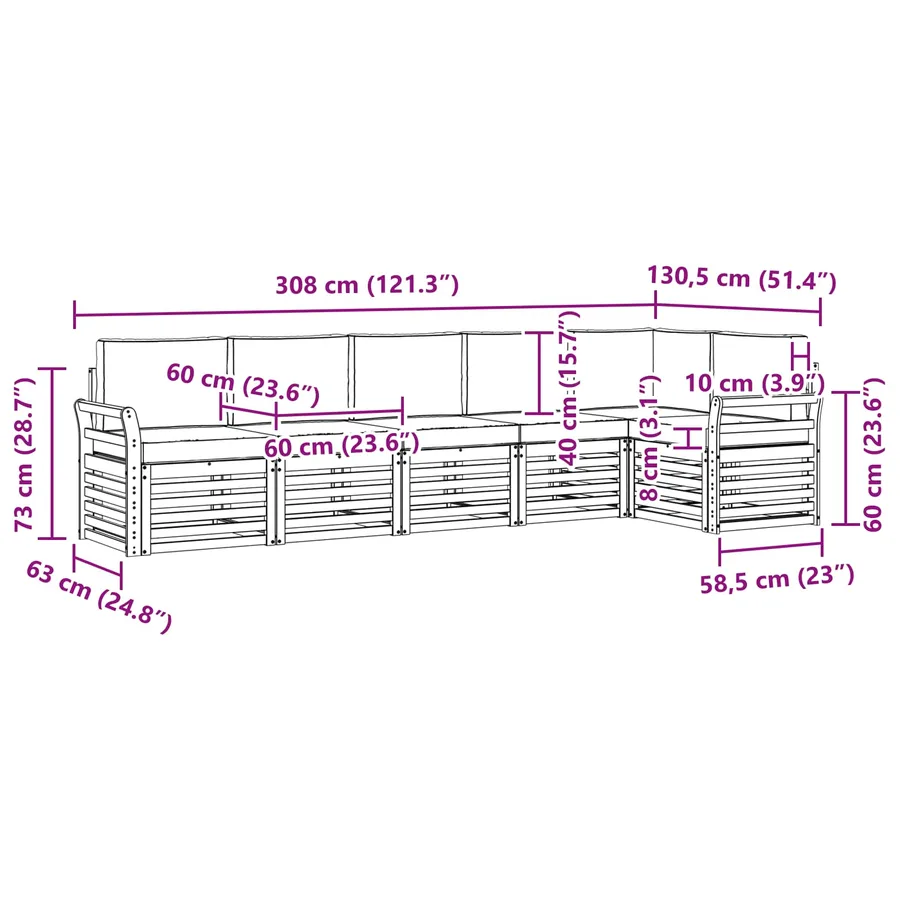 Ensemble de canapés d'extérieur 6 pcs Blanc et anthracite - 8