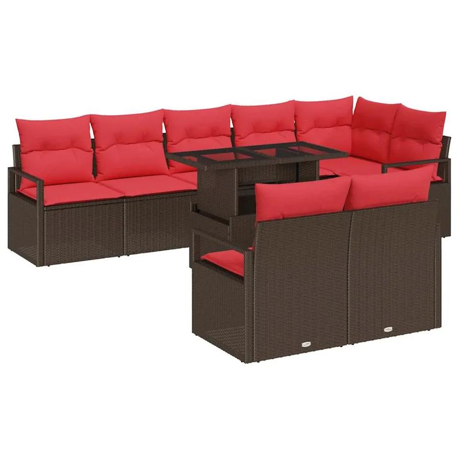Ensemble de canapé de jardin 9 pcs Marron Poly rotin - 2