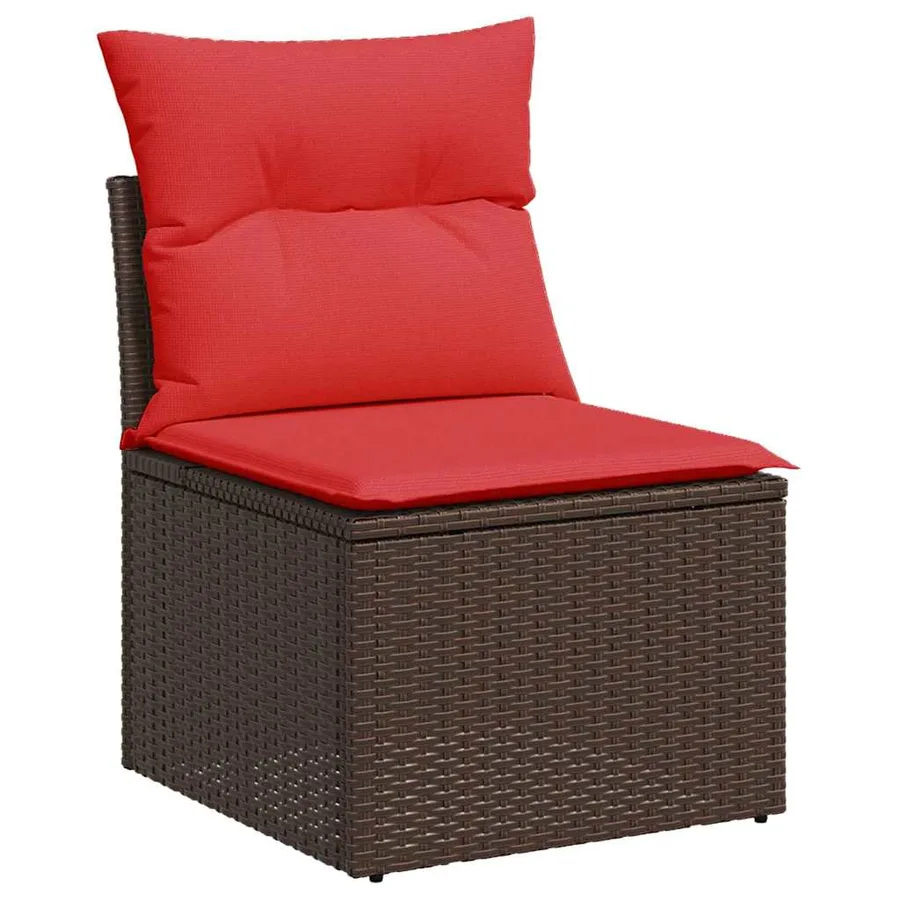Ensemble de canapé de jardin 9 pcs Marron Poly rotin - 5