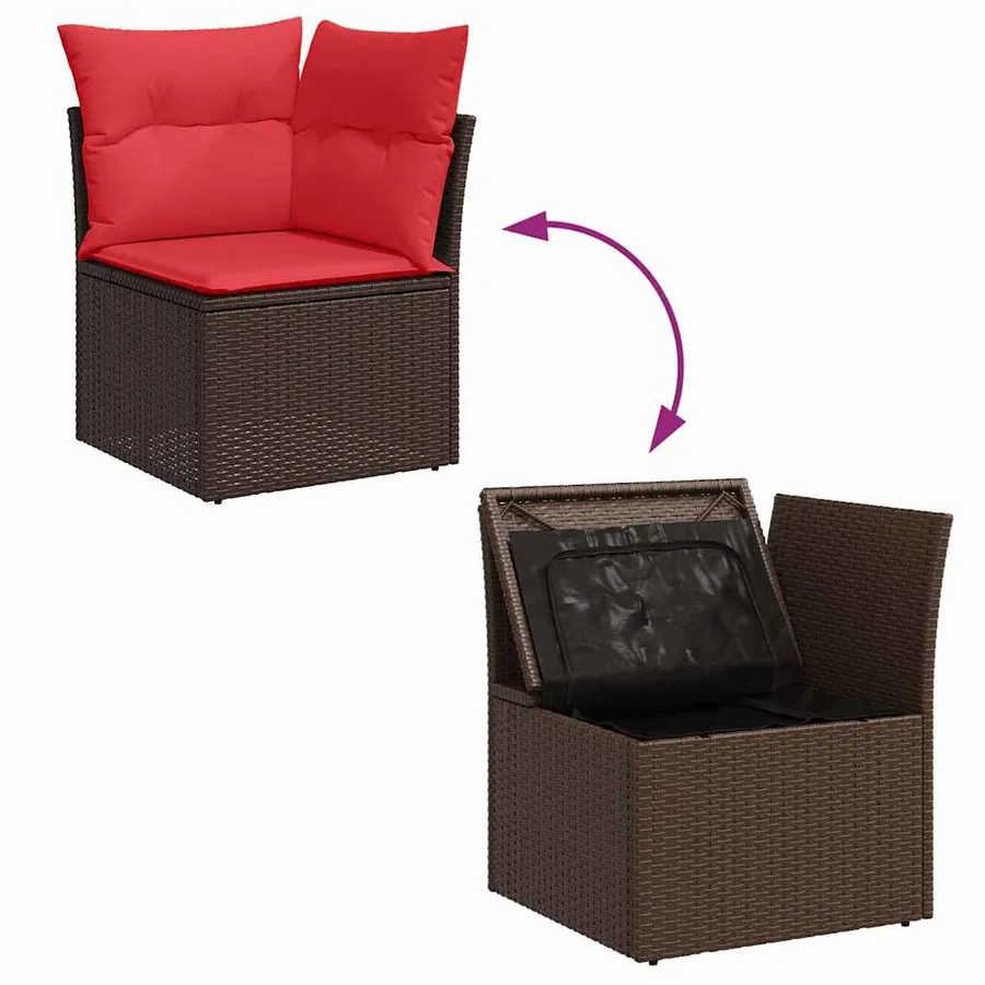 Ensemble de canapé de jardin 6 pcs Marron polyrotin - 13