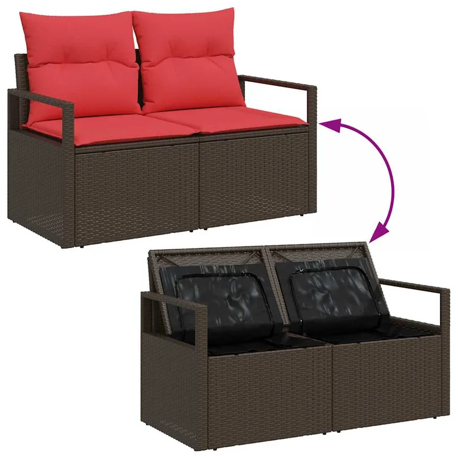Ensemble de canapé de jardin 6 pcs Marron polyrotin - 8