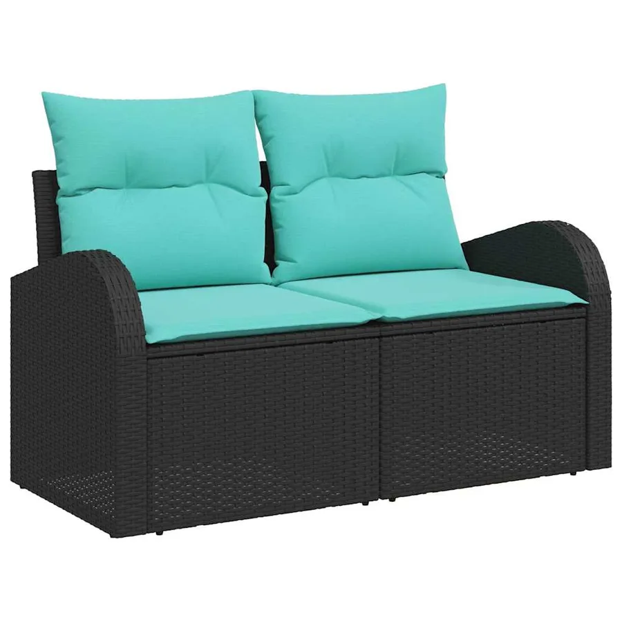 Ensemble de Canapés 6 pcs Noir et turquoise polyrotin - 4