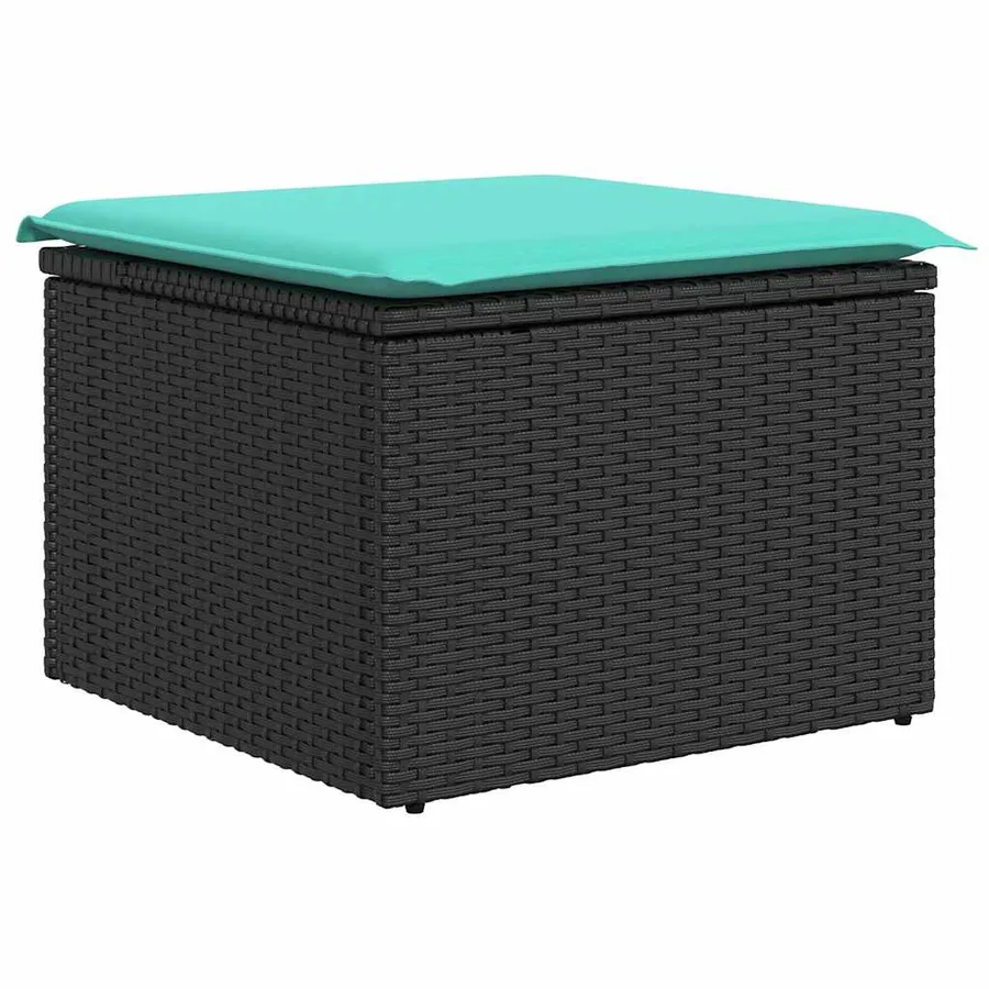 Ensemble de Canapés 6 pcs Noir et turquoise polyrotin - 6