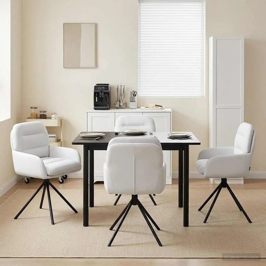 Chaises de salle à manger pivotantes 4 pcs Simili cuir Blanc