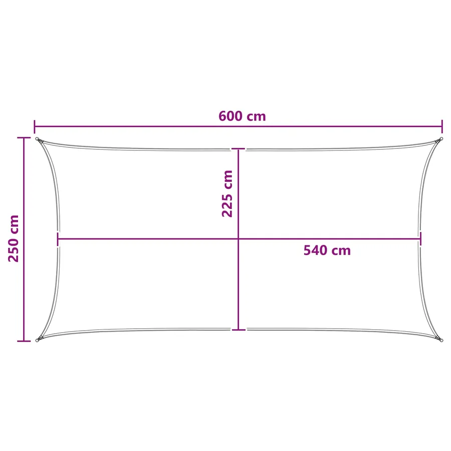 Voile d'ombre Noir 2,5 x 6 m HDPE - 8