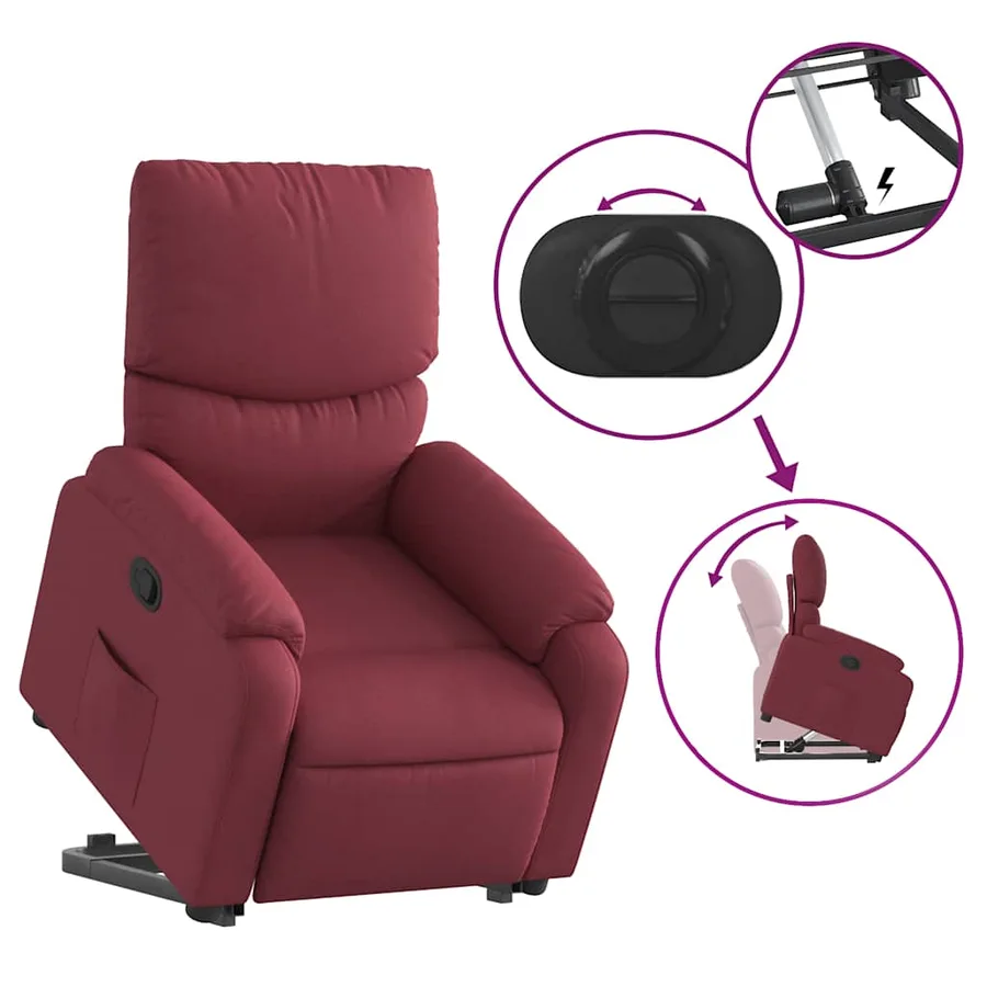 Fauteuil inclinable rouge bordeaux tissu - 6