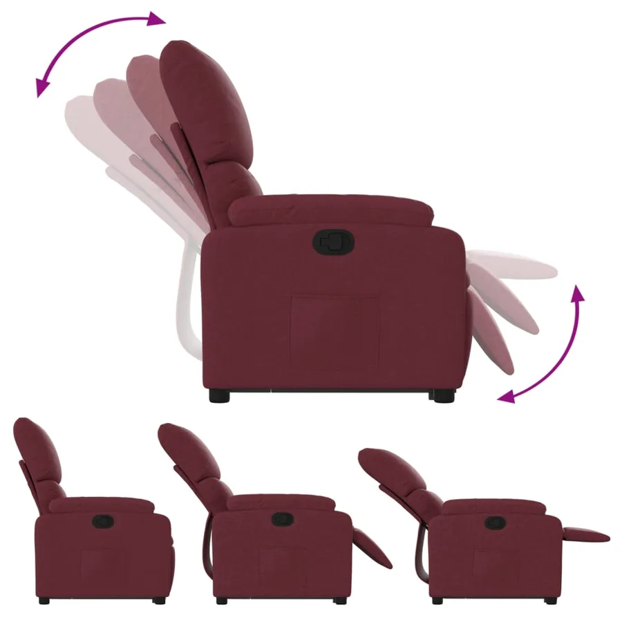 Fauteuil inclinable rouge bordeaux tissu - 7