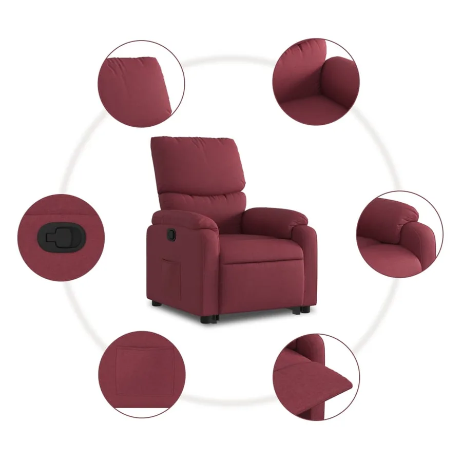 Fauteuil inclinable rouge bordeaux tissu - 8