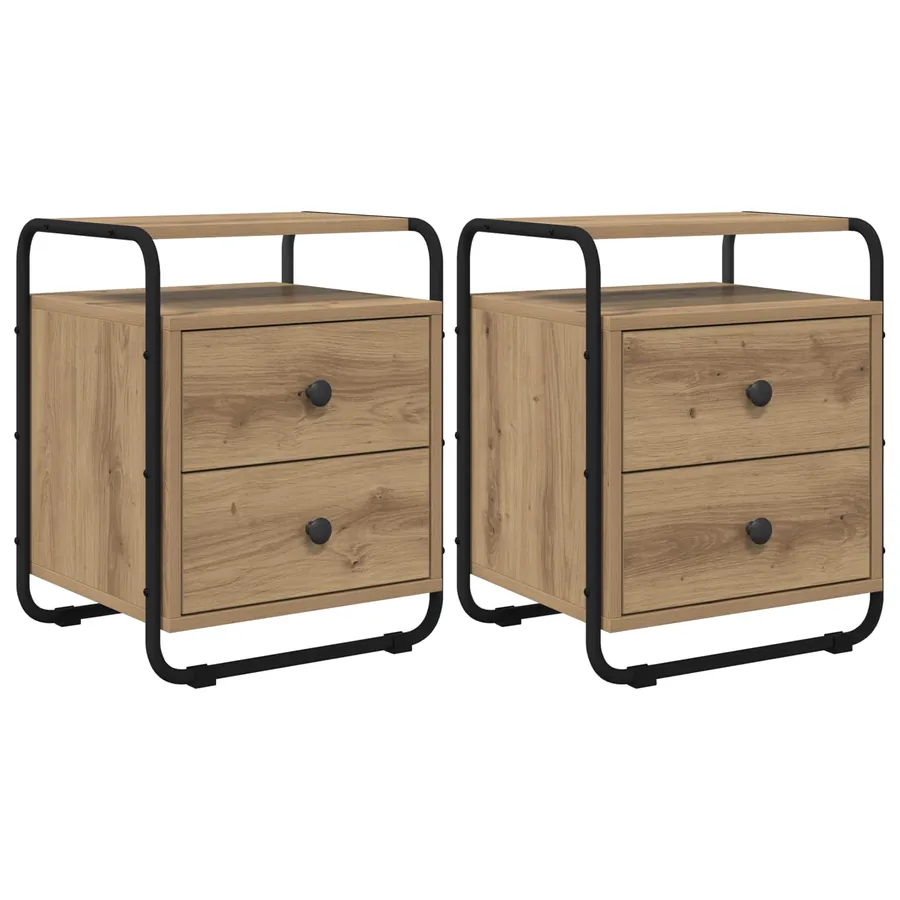 Table de chevet 2 pc Chêne artisanal Bois d'ingénierie