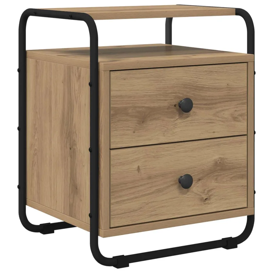 Table de chevet 2 pc Chêne artisanal Bois d'ingénierie - 3