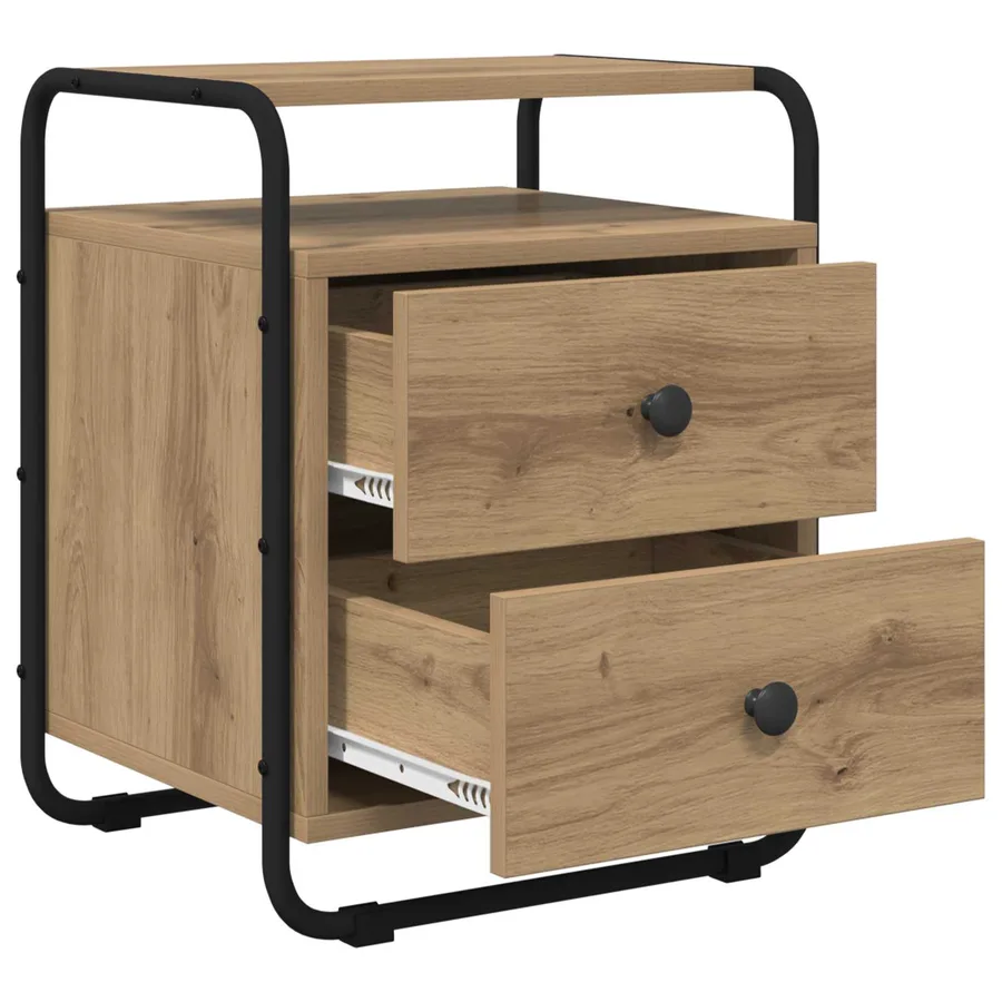 Table de chevet 2 pc Chêne artisanal Bois d'ingénierie - 4