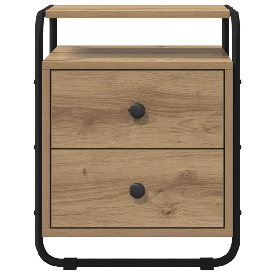 Table de chevet 2 pc Chêne artisanal Bois d'ingénierie - 5