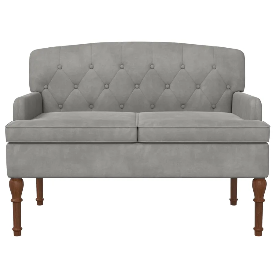 Canapé love seat avec capitonnage en boutons Gris clair Velours - 3