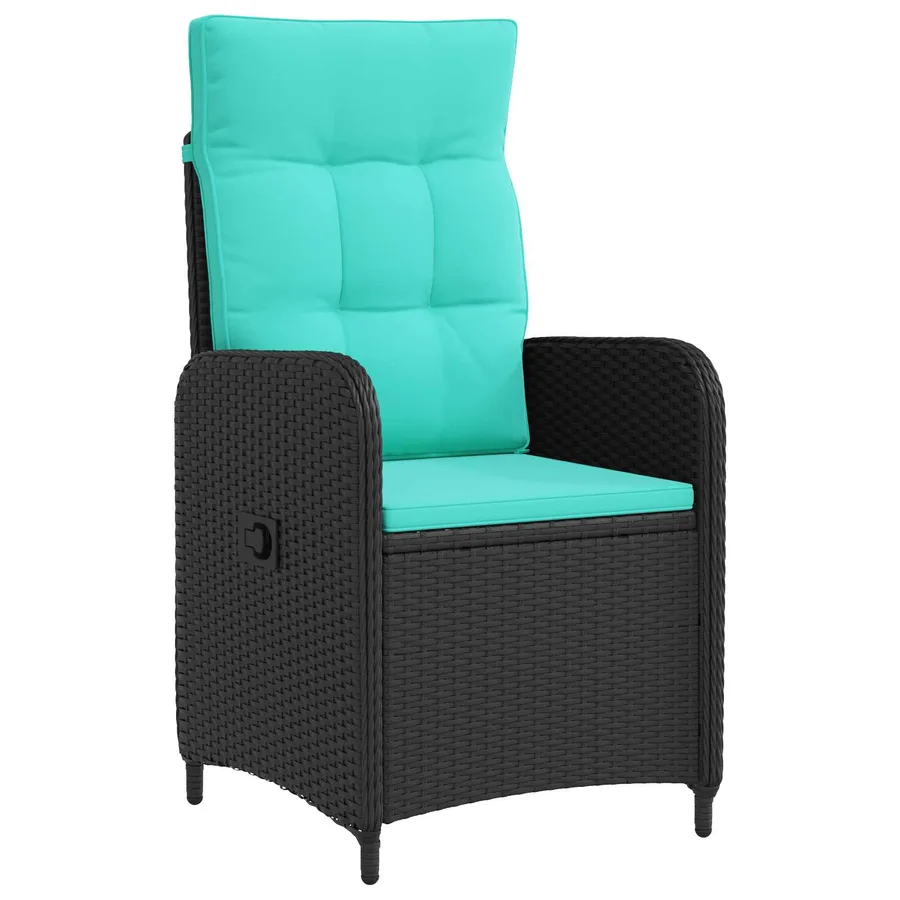 Chaise de jardin inclinable Noir et turquoise polyrotin - 2