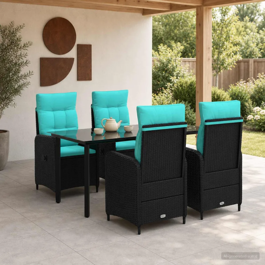 Ensemble de Tables Basses avec coussin avec oreiller 5 pcs
