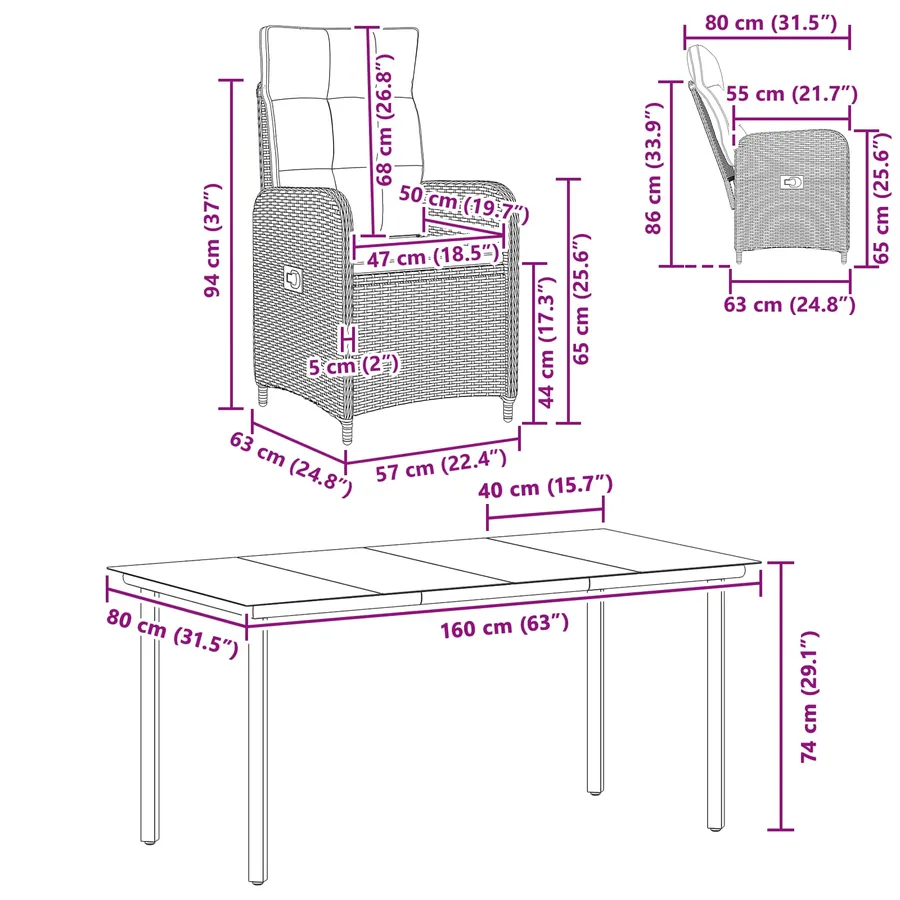 Ensemble de Tables Basses avec coussin avec oreiller 5 pcs - 11