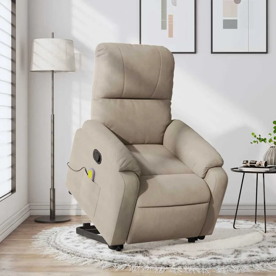 Fauteuil inclinable de massage taupe tissu microfibre - 15