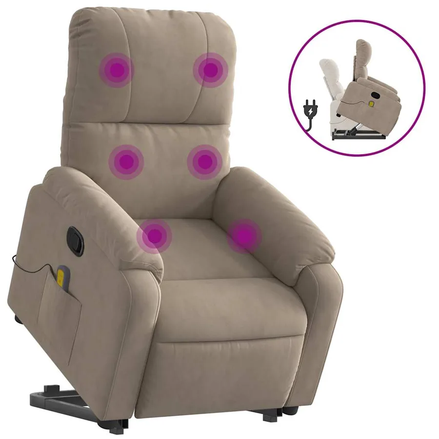Fauteuil inclinable de massage taupe tissu microfibre - 2