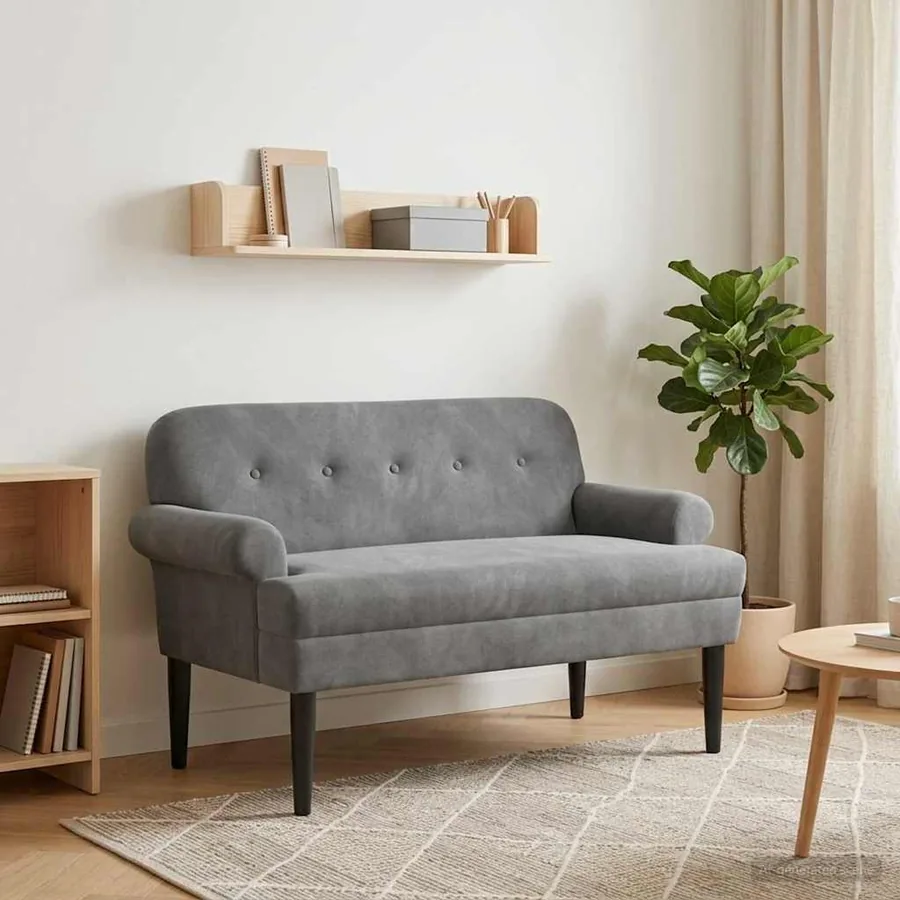 Canapé love seat avec capitonnage en boutons Gris foncé Velours
