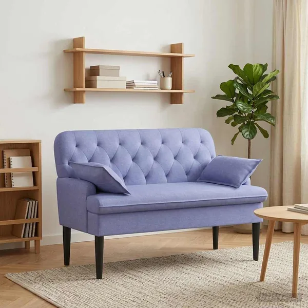 Canapé love seat avec capitonnage en boutons Bleu denim Tissu