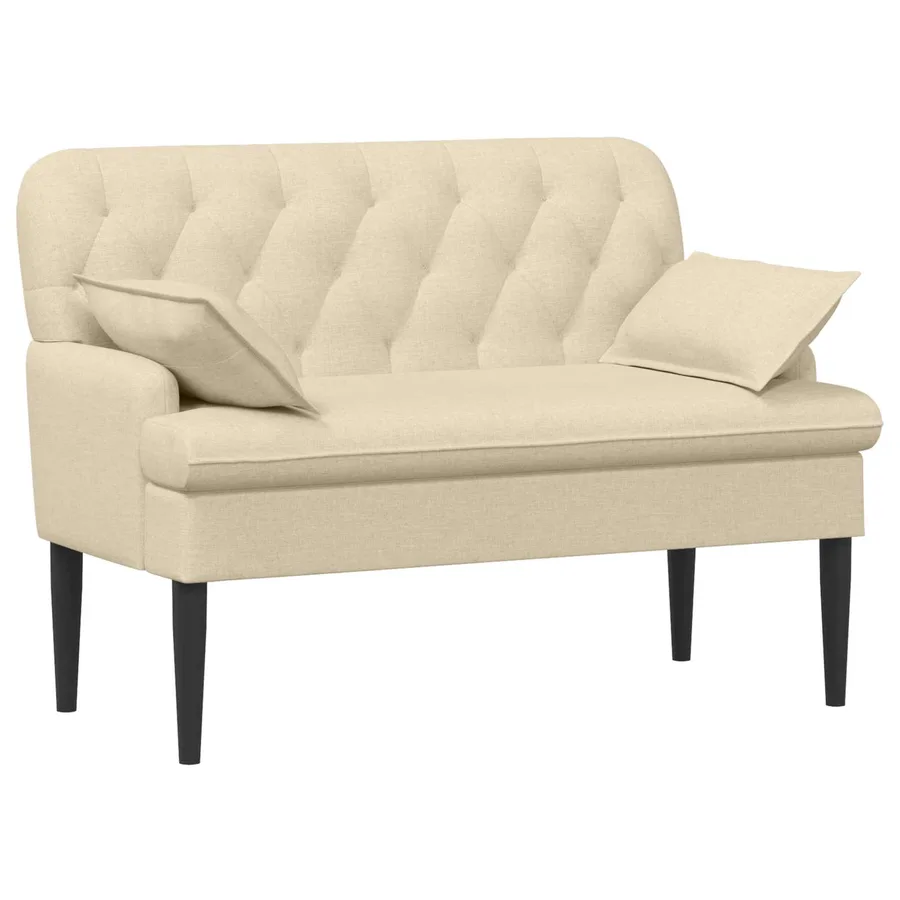 Canapé love seat avec capitonnage en boutons Crème Tissu - 2