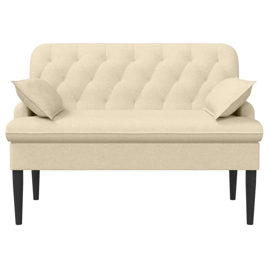 Canapé love seat avec capitonnage en boutons Crème Tissu - 3