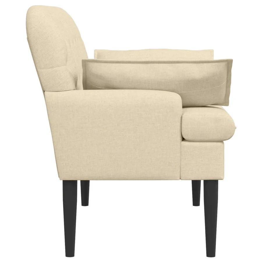 Canapé love seat avec capitonnage en boutons Crème Tissu - 4