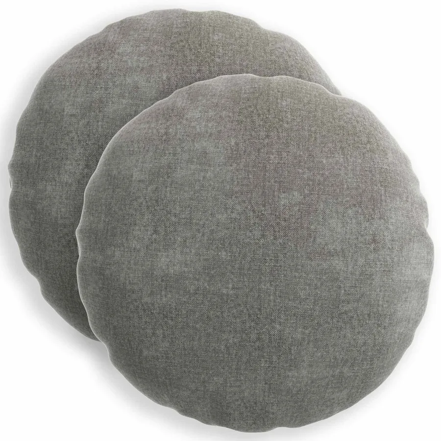 Housse de coussin 2 pcs HEERLEN Gris foncé Ø 40 cm