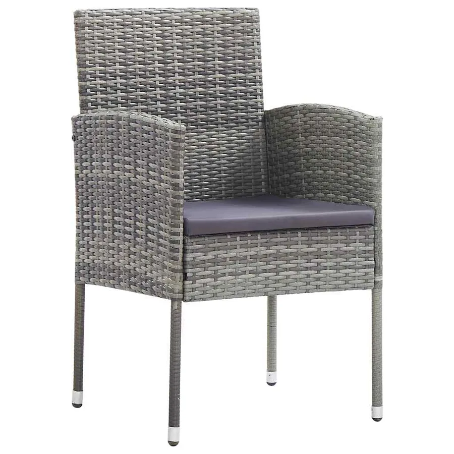 Ensemble de salle à manger pour jardin 9 pcs Gris polyrotin - 6