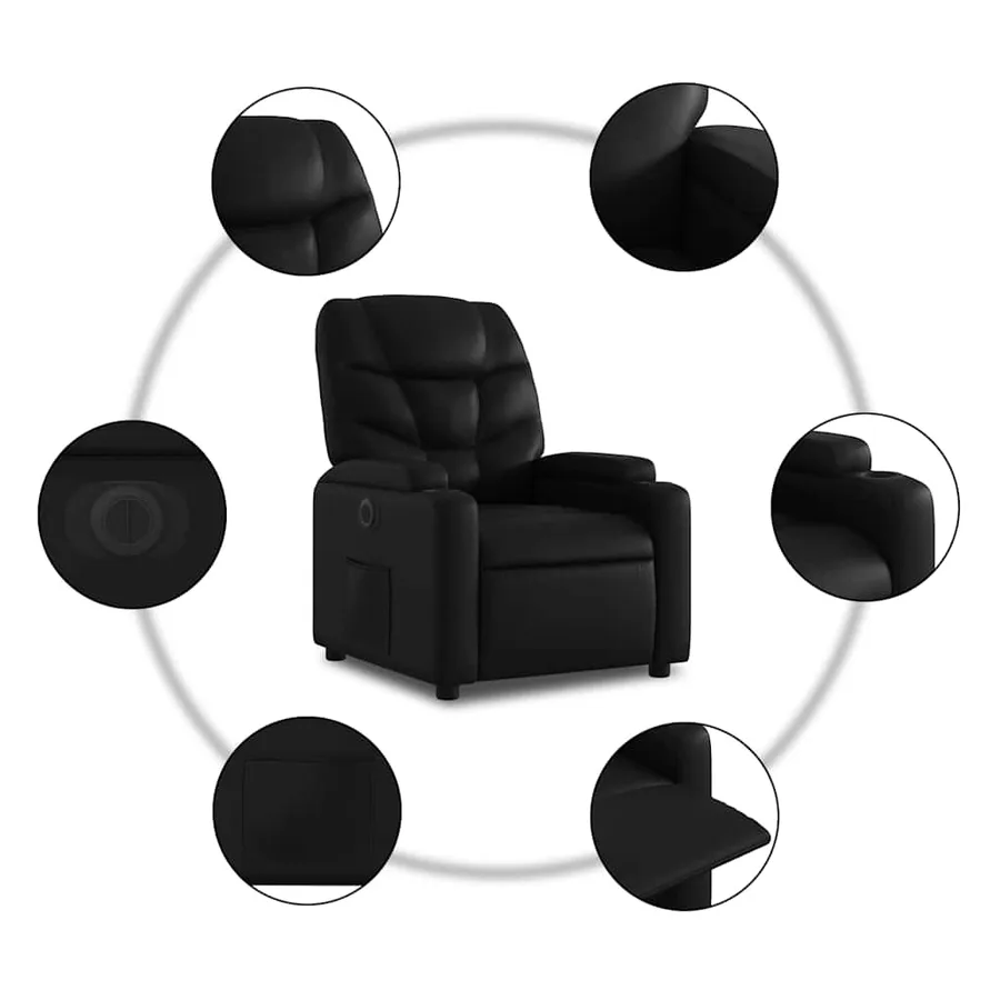 Fauteuil inclinable électrique noir similicuir - 8