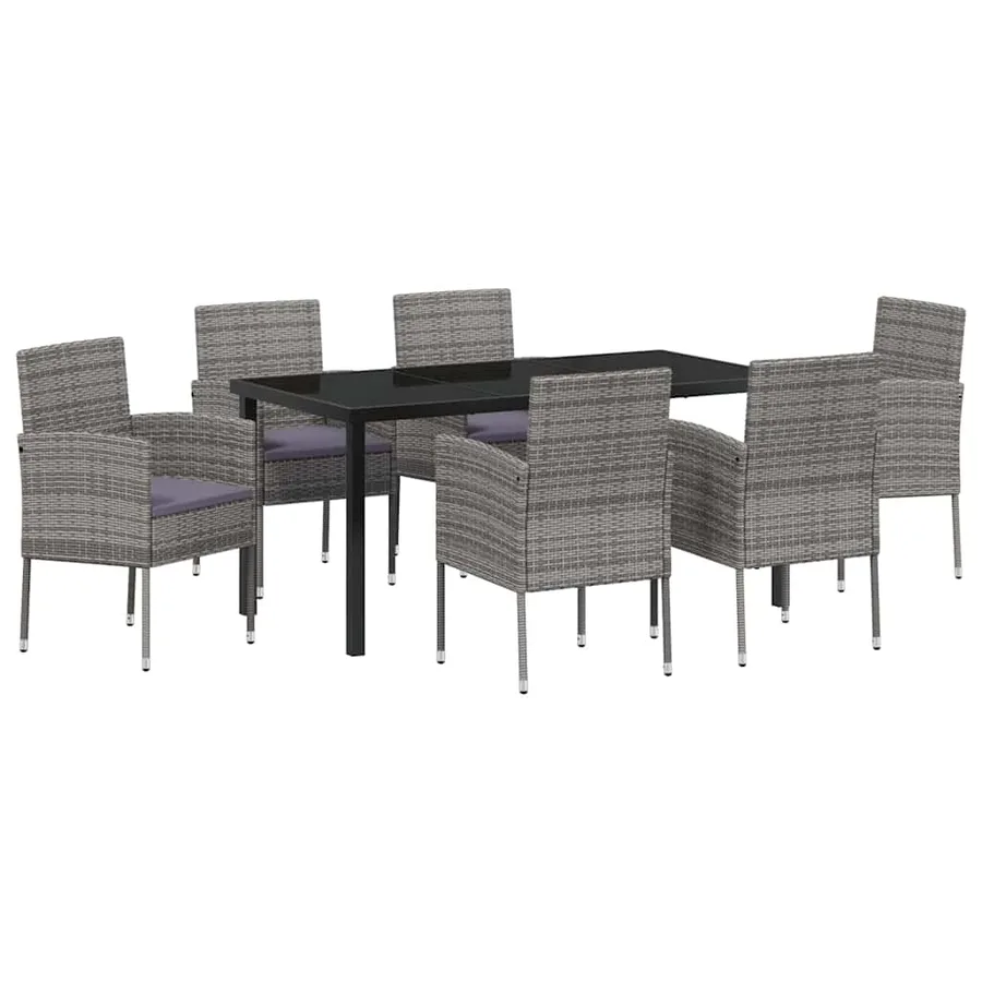 Ensemble de salle à manger pour jardin 7 pcs Gris polyrotin - 2