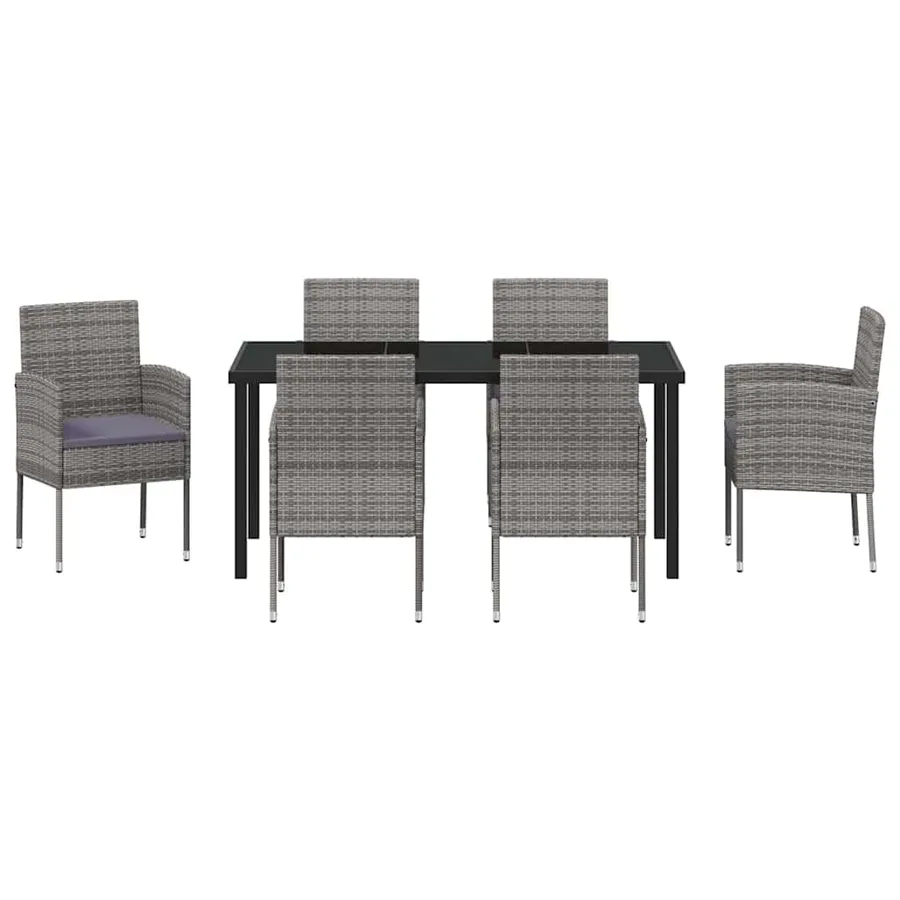 Ensemble de salle à manger pour jardin 7 pcs Gris polyrotin - 7