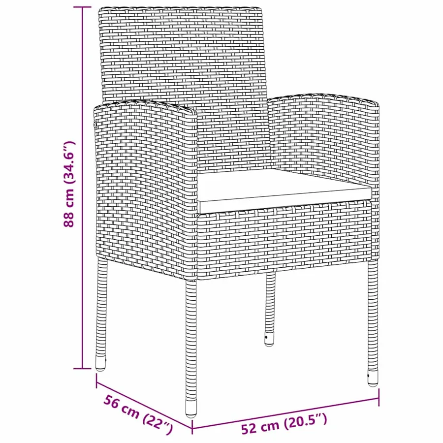 Ensemble de salle à manger pour jardin 7 pcs Gris polyrotin - 8