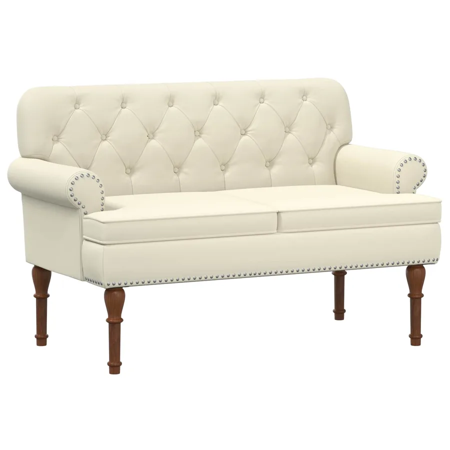 Canapé love seat avec capitonnage en boutons Crème Simili cuir - 2