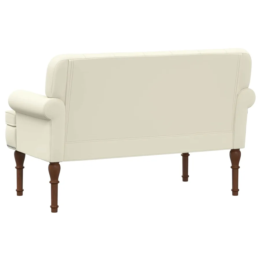 Canapé love seat avec capitonnage en boutons Crème Simili cuir - 5