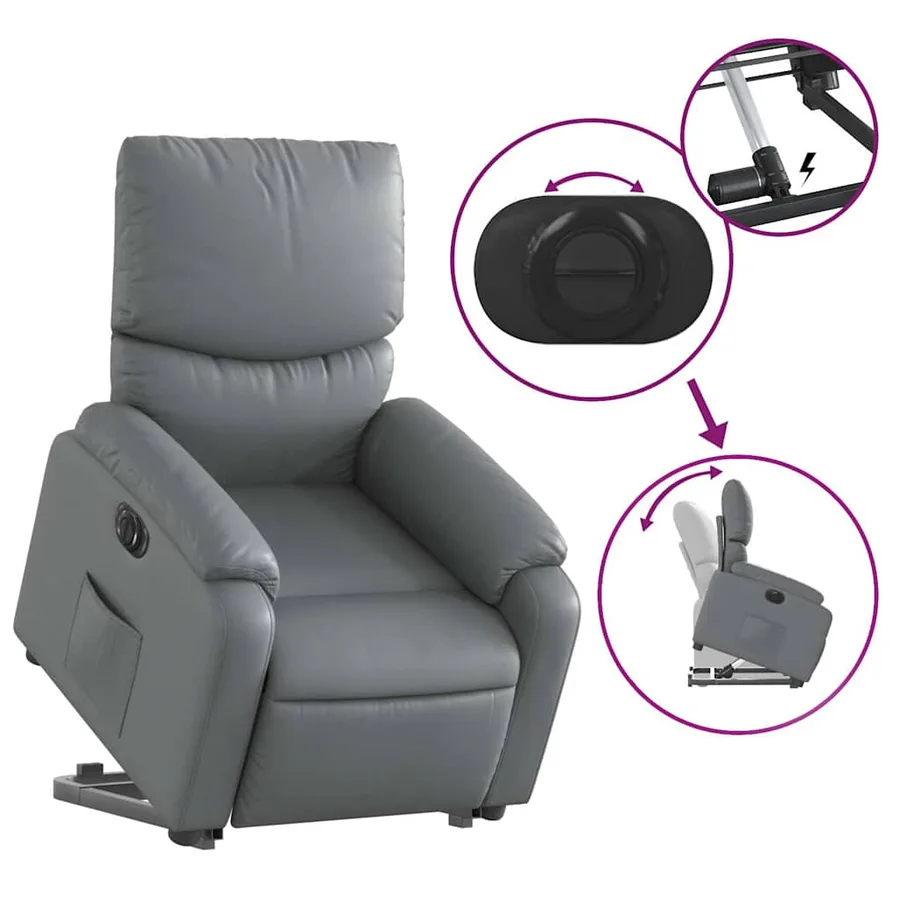 Fauteuil inclinable électrique gris similicuir - 11