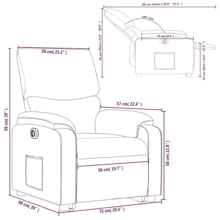 Fauteuil inclinable électrique gris similicuir - 17
