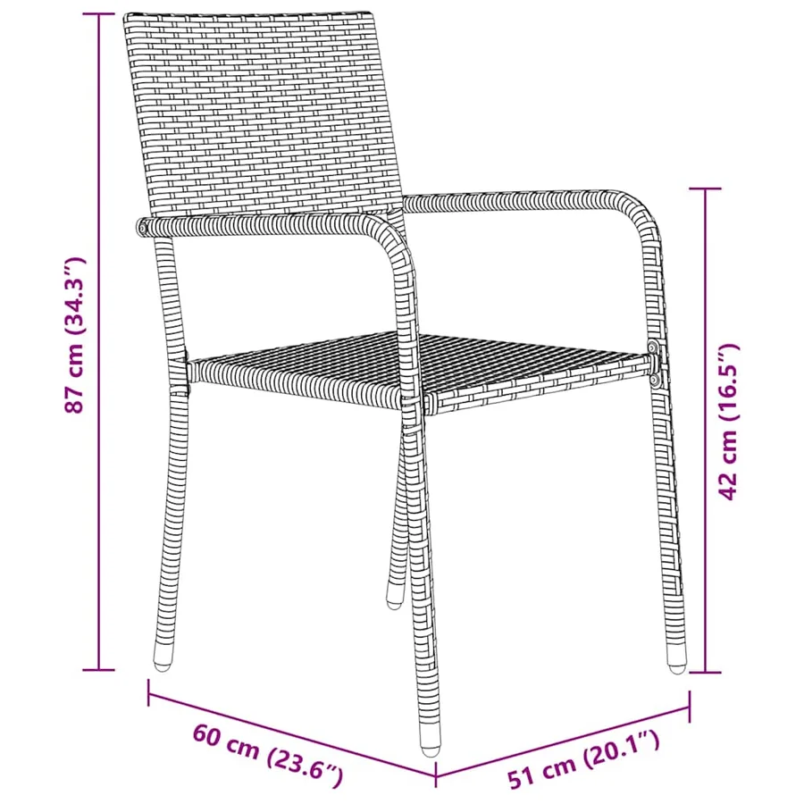 Ensemble de salle à manger pour jardin 7 pcs Noir polyrotin - 10