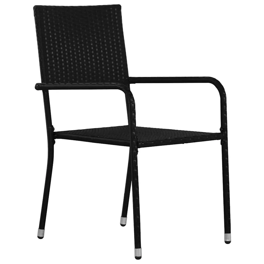 Ensemble de salle à manger pour jardin 7 pcs Noir polyrotin - 6