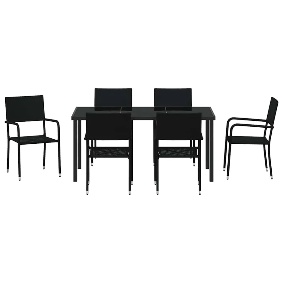 Ensemble de salle à manger pour jardin 7 pcs Noir polyrotin - 7