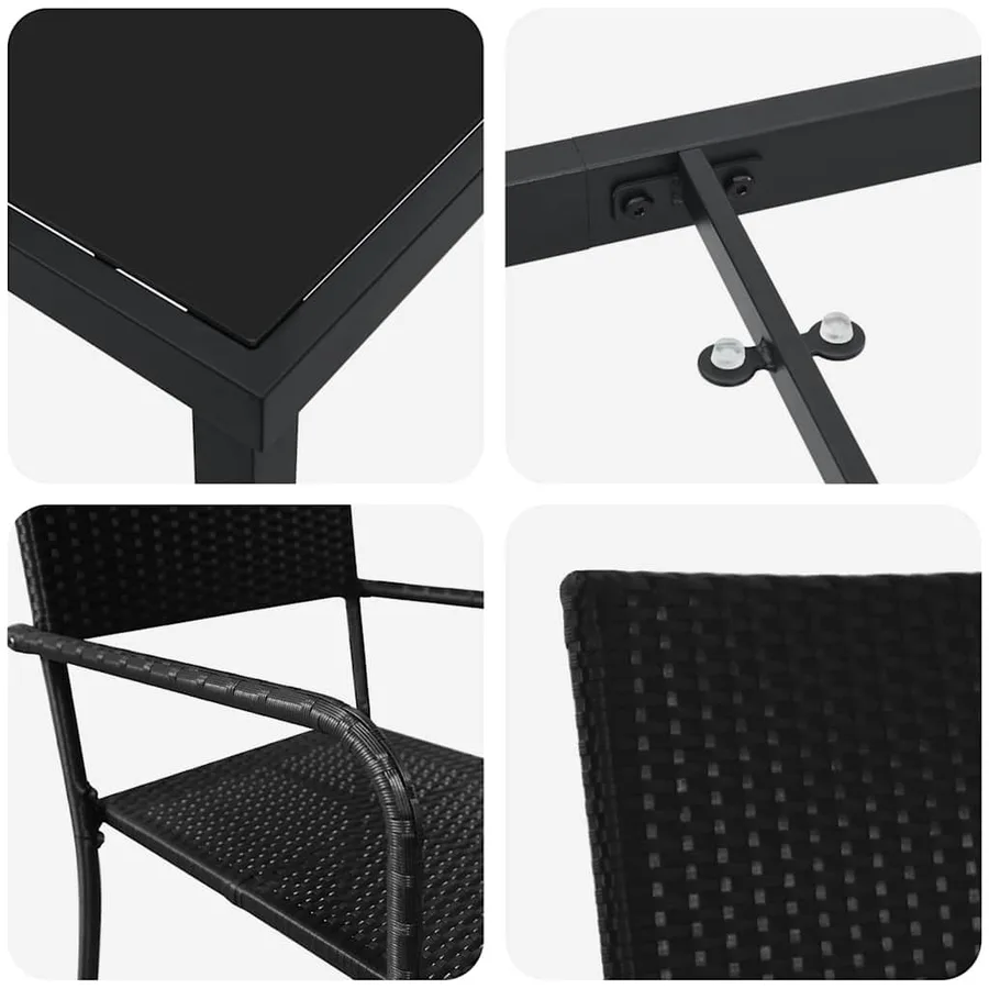 Ensemble de salle à manger pour jardin 7 pcs Noir polyrotin - 9