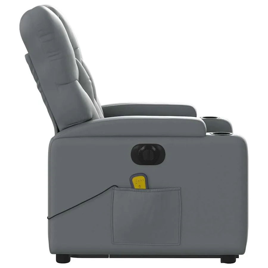 Fauteuil inclinable de massage électrique gris similicuir - 10