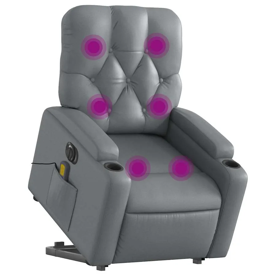 Fauteuil inclinable de massage électrique gris similicuir - 3